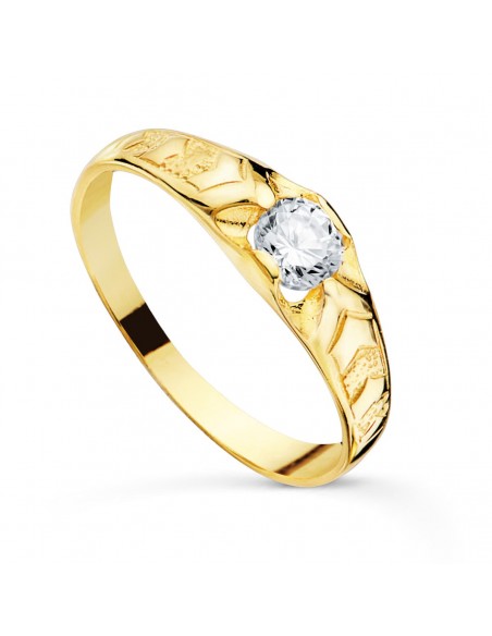 18K SOLITARIO ORO AMARILLO CADETE MACIZO BRILLO CIRCONITA 4,2 MM. ANCHO: 5 MM