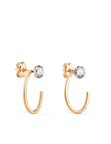 18K PENDIENTES ORO AMARILLO OVAL ABIERTO CON CIRCONITA. MEDIDA: 15 X 9 MM. CIERRE PRESION