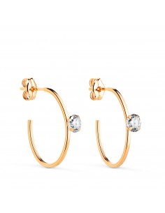 18K PENDIENTES ORO AMARILLO OVAL ABIERTO CON CIRCONITA. MEDIDA 18 X 13 MM. CIERRE PRESION