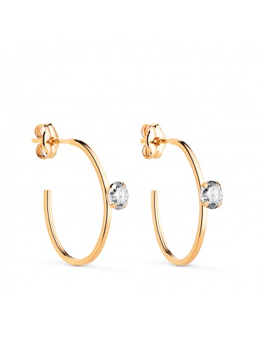 18K PENDIENTES ORO AMARILLO OVAL ABIERTO CON CIRCONITA. MEDIDA 18 X 13 MM. CIERRE PRESION