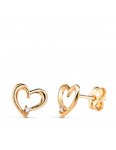 18K PENDIENTES ORO AMARILLO CORAZON CON CIRCONITA. MEDIDA: 9X7 MM. CIERRE PRESION