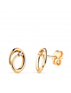 18K PENDIENTES ORO AMARILLO OVALES CON CIRCONITA. MEDIDA: 9X7 MM. CIERRE PRESION