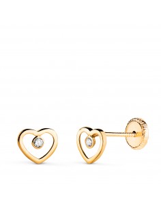 18K PENDIENTES ORO AMARILLO COAZON CALADO CON CIRCONITAS. MEDIDA: 6 5 X 5 5 MM. CIERRE TUERCA