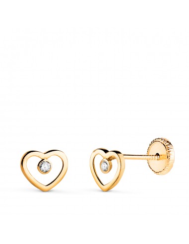 18K PENDIENTES ORO AMARILLO COAZON CALADO CON CIRCONITAS. MEDIDA: 6 5 X 5 5 MM. CIERRE TUERCA