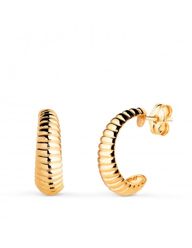 18K PENDIENTES ORO AMARILLO GALLONES EN BRILLO. MEDIDA: 14 X 5 MM. CIERRE PRESION