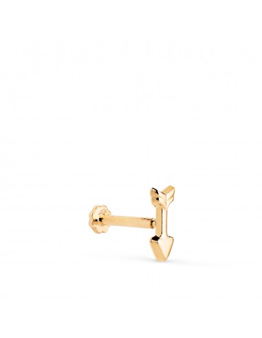 18K PIERCING DE OREJA ORO AMARILLO FLECHA 9X3 5 MM. GRUESO BARRA 1.20 MM. CIERRE TUERCA
