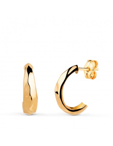 18K PENDIENTES ORO AMARILLO GALLONES EN BRILLO. MEDIDA: 14 X 5 MM. CIERRE PRESION