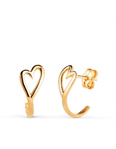 18K PENDIENTES ORO AMARILLO MEDIO ARO CORAZON CALADO EN BRILLO. MEDIDA: 13 X 6 5 MM. CIERRE PRESION C. AMOR
