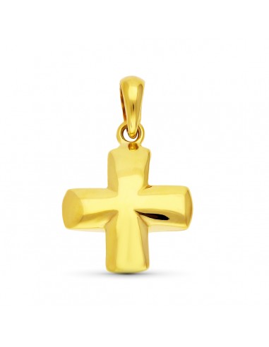18K CRUZ ORO AMARILLO MATE Y BRILLO LISA 20X16 MM