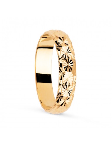 18K ALIANZA ORO AMARILLO DIAMANTADA. ANCHO: 4 MM