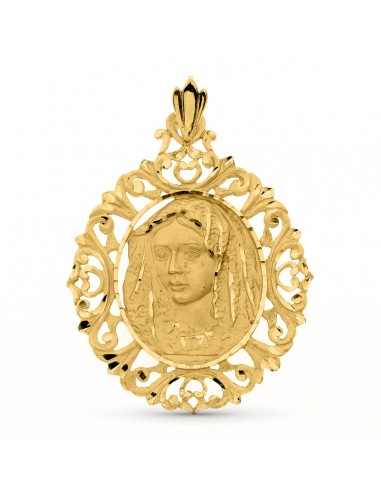 18K MEDALLA ORO AMARILLO VIRGEN DE LA MACARENA CERCO 52X42 MM