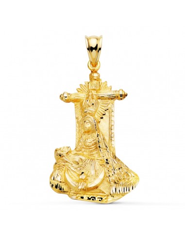 18K MEDALLA ORO AMARILLO VIRGEN DE ANGUSTIAS SILUETA TALLADA 34X22 MM