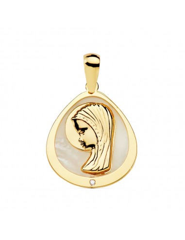 18K MEDALLA ORO AMARILLO VIRGEN NIÑA NACAR 18X16 MM