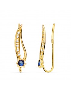18K PENDIENTES TREPADORES 19X5MM CIRCONITAS-SOLES