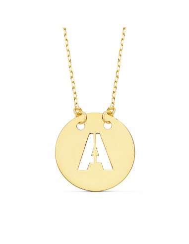 18K COLGANTE ORO AMARILLO LETRA " A " 15 MM CADENA FORZADA 42CM
