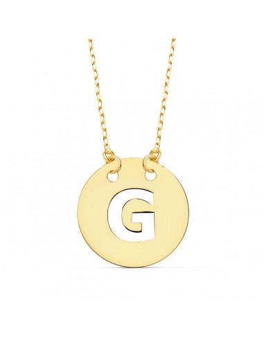 18K COLGANTE ORO AMARILLO LETRA " G " 15 MM CADENA FORZADA 42CM