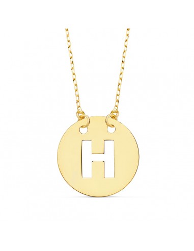 18K COLGANTE ORO AMARILLO LETRA " H " 15 MM CADENA FORZADA 42CM