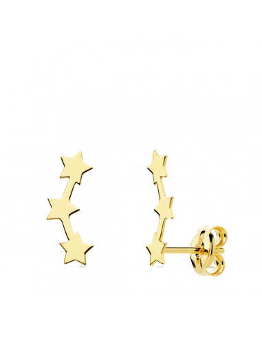 18K PENDIENTES TREPADORES 12 X 3 MM ESTRELLAS