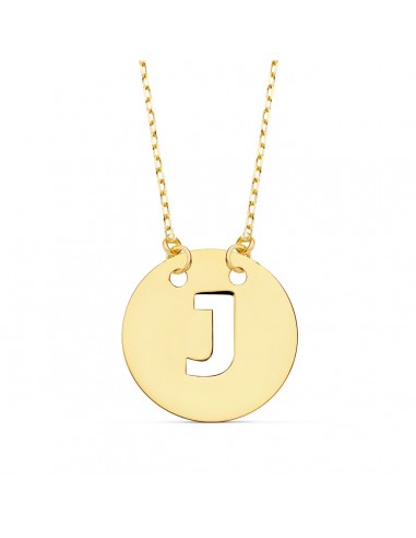 18K COLGANTE ORO AMARILLO LETRA " J " 15 MM CADENA FORZADA 42CM