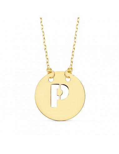 18K COLGANTE ORO AMARILLO LETRA " P " 15 MM CADENA FORZADA 42CM