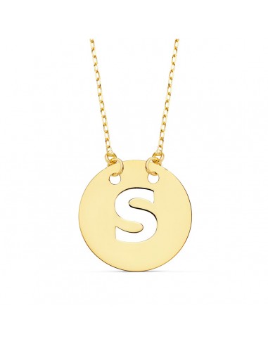 18K COLGANTE ORO AMARILLO LETRA " S " 15 MM CADENA FORZADA 42CM