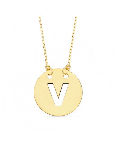 18K COLGANTEORO AMARILLO LETRA " V " 15 MM CADENA FORZADA 42CM