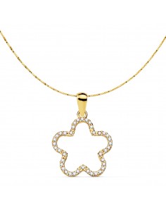 18K COLGANTE AMULETO  ORO AMARILLO ESTRELLA CIRCONITA 16X16 MM CADENA VENECIANA 42 3 CM