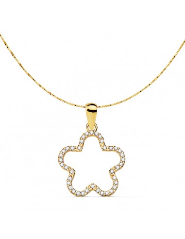 18K COLGANTE AMULETO  ORO AMARILLO ESTRELLA CIRCONITA 16X16 MM CADENA VENECIANA 42 3 CM