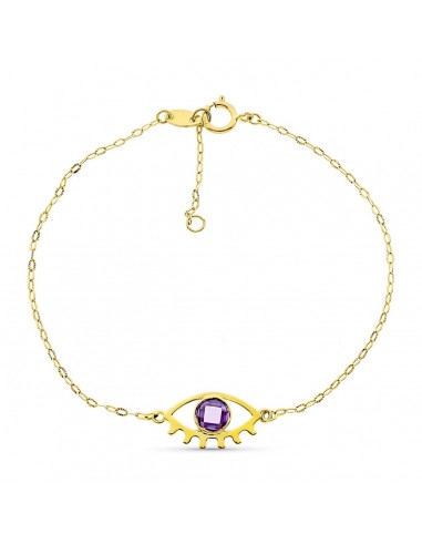 18K PULSERA ORO AMARILLO OJO 15X9 MM PIEDRA BRIOLET 5 MM 19CM