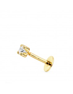 18K PIERCING LABIO ORO AMARILLO CIRCONITA GARRAS 2.5 MM GRUESO BARRA 1.20 MM LONGITUD 7 MM TOTAL PIERCING 9 MM CIERRE TUERCA