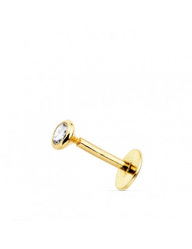 18K PIERCING LABIO ORO AMARILLO CIRCONITA BOCEL 3 MM GRUESO BARRA 1.20 MM LONGITUD 7 MM TOTAL PIERCING 9 MM CIERRE TUERCA