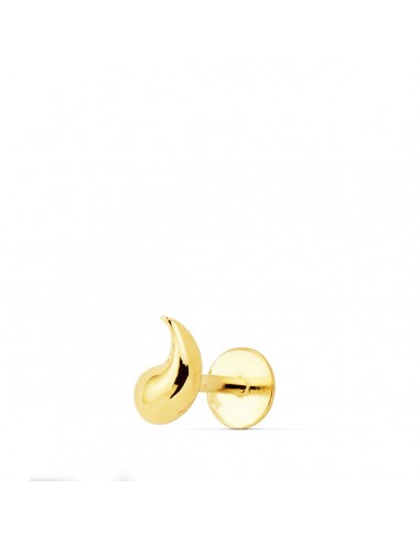 18K PIERCING ORO AMARILLO LABIO FORMA DE COMA 6X4 MM CIERRE TUEERCA