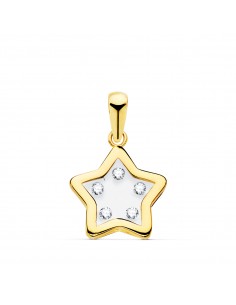 COLGANTE ORO AMARILLO ESTRELLA AIRSHINE TRANSPARENTE CON CIRCONITAS. 11 X 11 MM