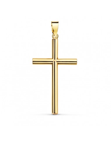18K CRUZ ORO AMARILLO PALO LISO HUECO 29X17X2.2 MM