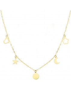 18K GARGANTILLA ORO AMARILLO PLACA CHAPA Y  MOTIVOS 6 MM CADENA FORZADA 45CM