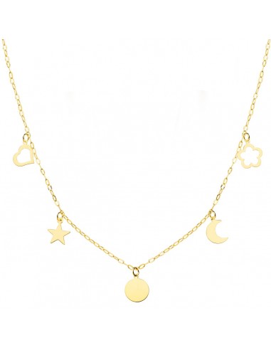 18K GARGANTILLA ORO AMARILLO PLACA CHAPA Y  MOTIVOS 6 MM CADENA FORZADA 45CM