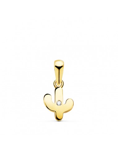 18K COLGANTE ORO AMARILLO CACTUS MINI CON CIRCONITA 8.5X7 MM