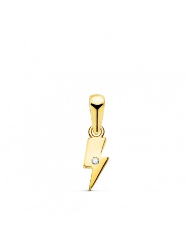 18K COLGANTE ORO AMARILLO RAYO MINI CON CIRCONITA 8.5X4 MM