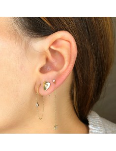 18K PENDIENTES AROS CON CADENA Y CHATON. AROS ABIERTOS: 11MM. CADENA: 32 MM 2