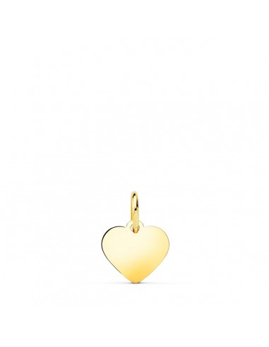 18K COLGANTE PLACA CHAPA ORO AMARILLO  CORAZON LISO EN BRILLO 10X10 MM C. AMOR