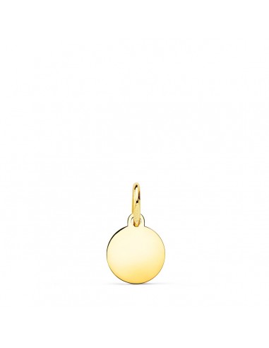 18K PLACA CHAPA DISCO ORO AMARILLO LISO EN BRILLO 8 MM
