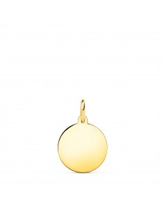18K PLACA CHAPA DISCO ORO AMARILLO LISO EN BRILLO 12 MM