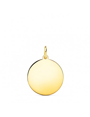 18K PLACA CHAPA DISCO ORO AMARILLO LISO EN BRILLO 16 MM