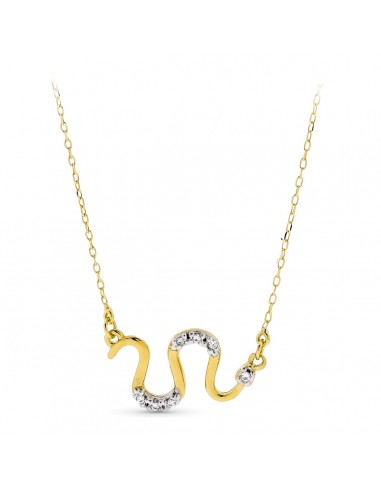 18K GARGANTILLA ORO AMARILLO SERPIENTE CIRCONITA 18X10 MM CADENA 45CM
