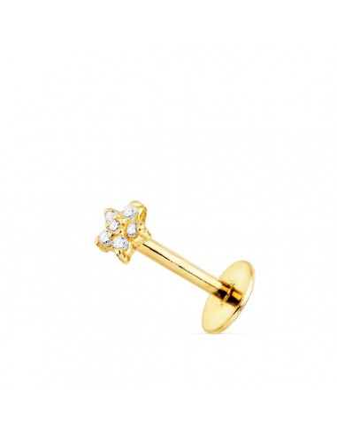 18K PIERCING ORO AMARILLO OREJA ESTRELLA CON CIRCONITA 3.5X3.5 MM ( UNIDAD )