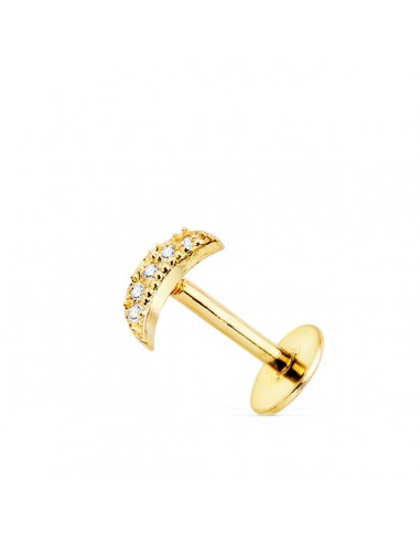 18K PIERCING OREJA ORO AMARILLO LUNA CON CIRCONITA 6X3 MM ( UNIDAD )