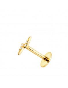 18K PIERCING OREJA ORO AMARILLO RAYO CON CIRCONITA 8X2.5 MM ( UNIDAD )