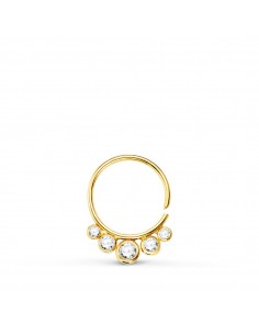 18K PIERCING OREJA ORO AMARILLO REDONDO CON CIRCONITA 13X10 MM