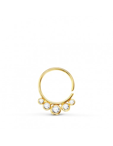 18K PIERCING OREJA ORO AMARILLO REDONDO CON CIRCONITA 13X10 MM