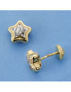 18K PENDIENTES ORO AMARILLO ESTRELLA. 7 X 7 MM.